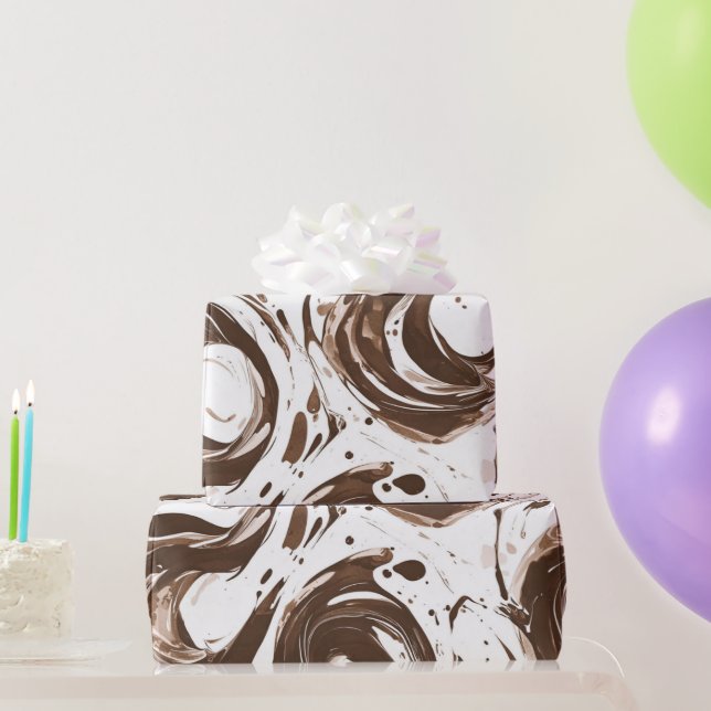 Papier Cadeau Creamme Brown Chocolat tourbillons Anniversaire (Cadeaux de fête)