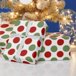 Papier Cadeau Create Your Own Red, Green & Gold Polka Dots