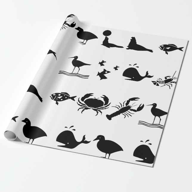 PAPIER CADEAU CRÉATURES MARINES (Déroulé)