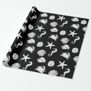 Papier Cadeau Créatures noires et blanches de mer