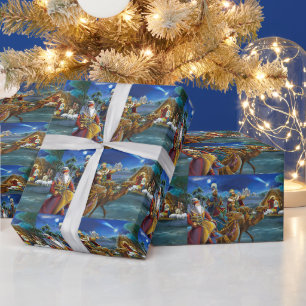 Papier Cadeau Crèche avec les rois mages Noël 