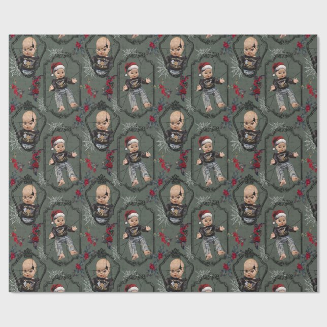 Papier Cadeau Creepy Doll Christmas Wrapping Paper (Plat)