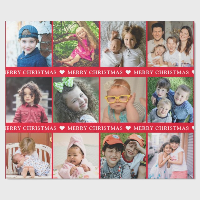 Papier Cadeau Créer votre propre collection de photos Noël rouge (Plat)