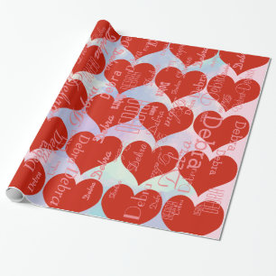 Papier Cadeau créer votre propre nom motif d'amour