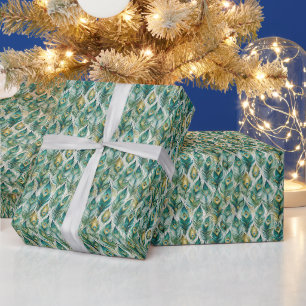 Papier Cadeau Créez vos propres plumes de paon sarcelle abstrait