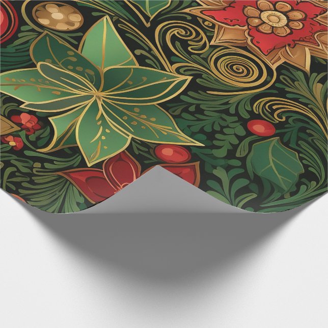 Papier Cadeau Créez vos propres poinsettias et baubles élégants (Coin)