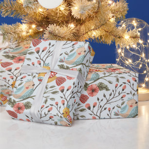 Papier Cadeau Créez Votre Propre Oiseau Floral au Choix de Coule