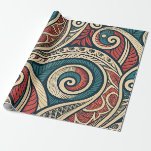 Papier Cadeau Créez Votre Propre Turquoise Rouge Bleu Tribal Fes