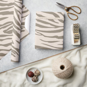 Papier Cadeau Crème Brown blanc Zèbre imprimé