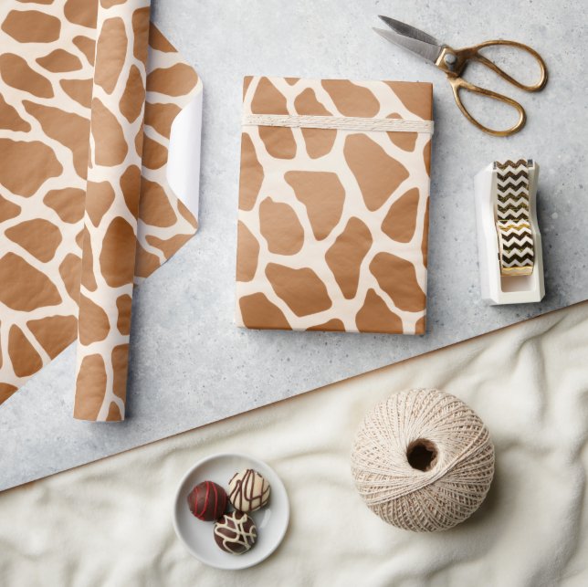 Papier Cadeau Crème Brown Safari Giraffe Poster de animal (Artisanat)
