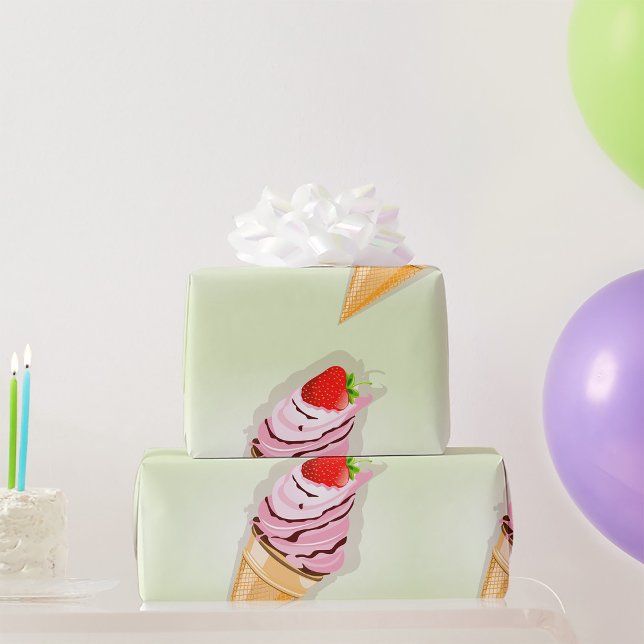 Papier Cadeau Crème De Glace À La Fraise (Créateur téléchargé)