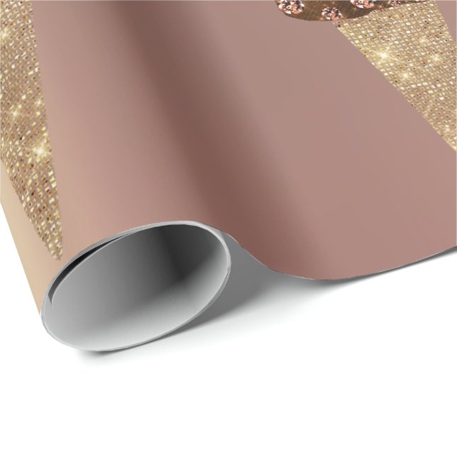 Papier Cadeau Crème de glace Chocolat Bleu Rose métallique Or (Coin rond)