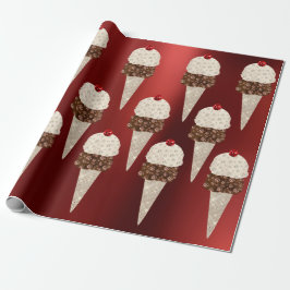 Papier Cadeau Crème de glace Chocolat Métallurgique Bourgogne Ru