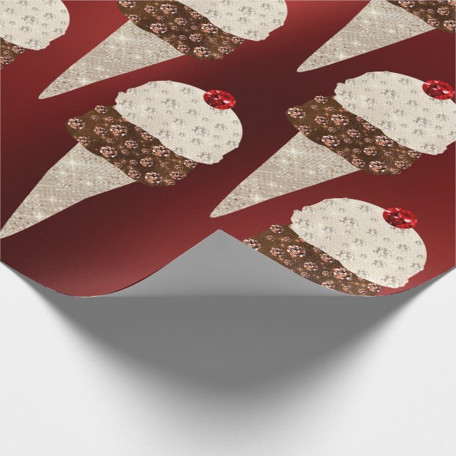Papier Cadeau Crème de glace Chocolat Métallurgique Bourgogne Ru (Coin)
