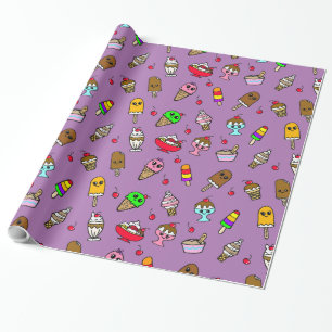 Papier Cadeau Crème de glace de Whimsical et cerises Anniversair