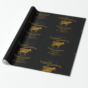 Papier Cadeau CRÈME DE LAIT DE VACHE LAITIÈRE St Charles Illinoi