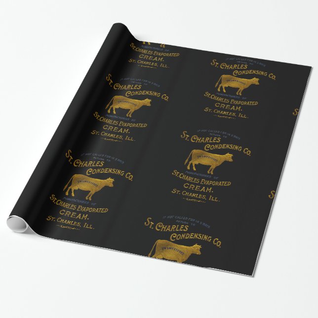 Papier Cadeau CRÈME DE LAIT DE VACHE LAITIÈRE St Charles Illinoi (Déroulé)