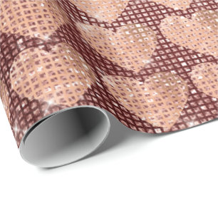 Papier Cadeau Crème dorée rose rose du coeur Burgundy