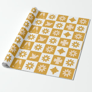 Papier Cadeau Crème et style géométrique Brown en Mariage