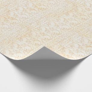 Papier Cadeau Crème florale de damassé et mariage beige