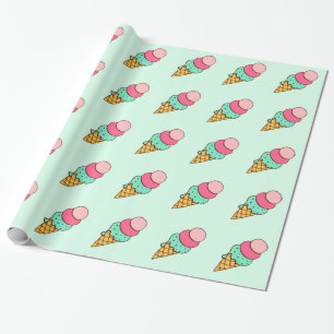 Papier Cadeau Crème glacée Cone Anniversaire Papier d'enveloppem