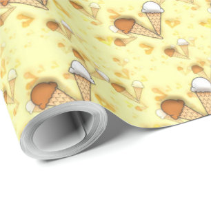 Papier Cadeau Crème glacée Cornet Motif Été Nourriture drôle