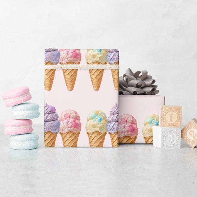 Papier Cadeau Crème glacée douce été ici Baby shower Scoop (Baby Shower)