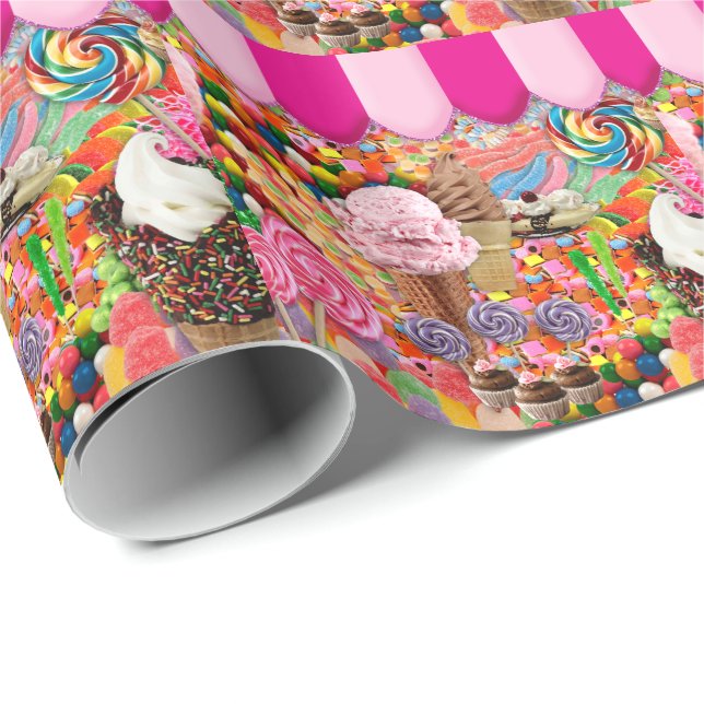 Papier Cadeau Crème glacée douce superbe de sucrerie drôle (Coin rond)