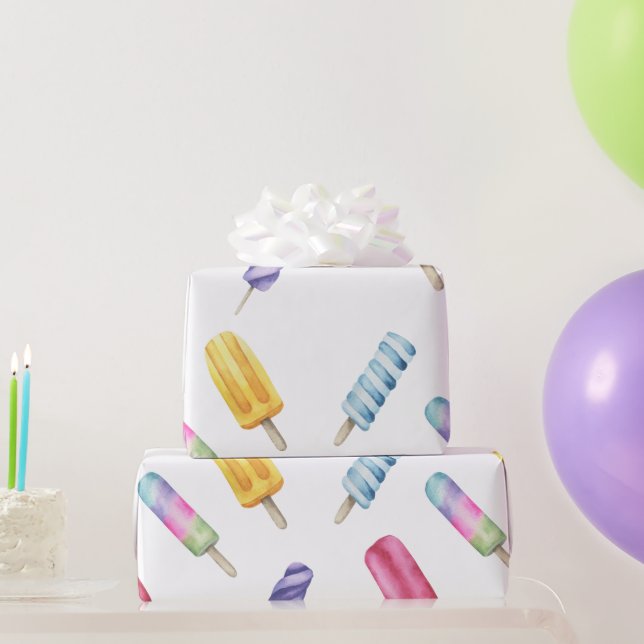 Papier Cadeau Crème glacée Popsicle pour anniversaire (Cadeaux de fête)