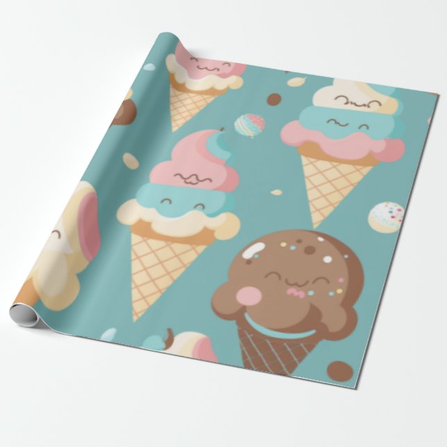 Papier Cadeau Crème glacée très colorée (Déroulé)