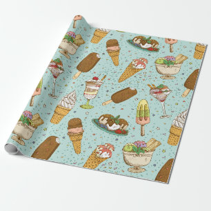 Papier Cadeau Crème glacée vintage