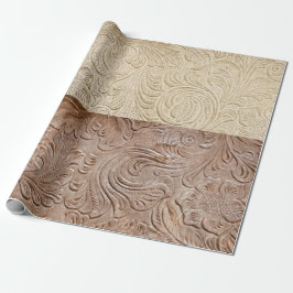 Papier Cadeau Crème moderne et cuir tan