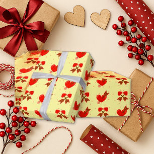 Papier Cadeau Crème romantique Glossy Red Heart Flèche