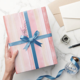 Papier Cadeau Crème rose rayures Anniversaire