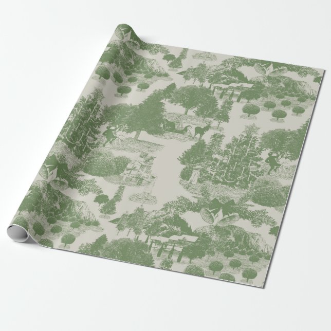 Papier Cadeau Crème verte Noël Wonderland hiver (Déroulé)