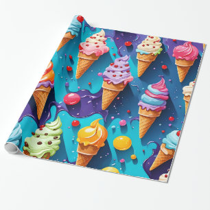 Papier Cadeau Crèmes glacées Art coloré