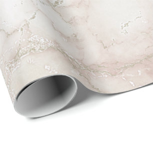 Papier Cadeau Crémeux en pierre de marbre argenté gris rose