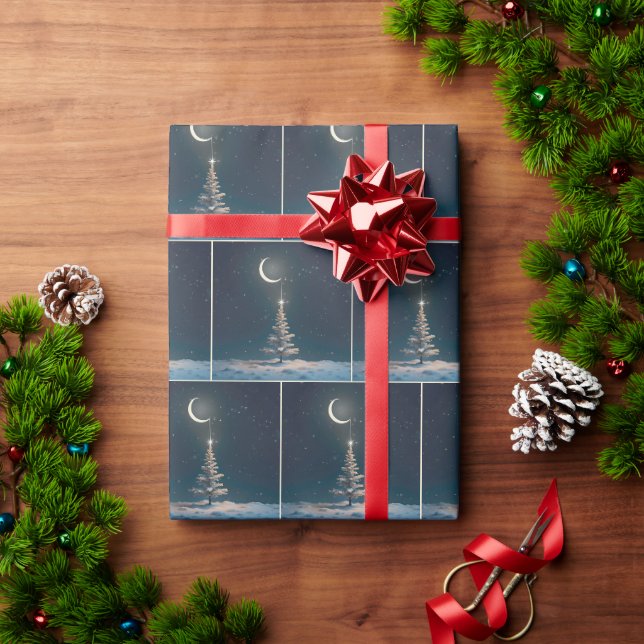 Papier Cadeau Crescent Moon avec l'étoile de Noël (Cadeau de vacances)