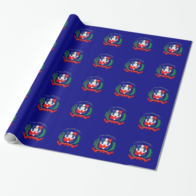 Papier Cadeau Crest du drapeau de la République Dominicaine (Déroulé)