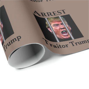 Papier Cadeau Criant Trump Tête Derrière Les Barreaux De Prison