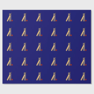 Papier Cadeau Cricket, wicket, chauve-souris et balle,