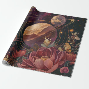 Papier Cadeau Cristal de planète violette de nébuleuse céleste