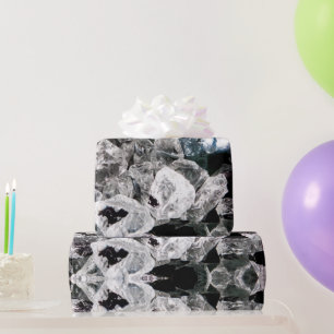 Papier Cadeau Cristaux blancs dans l'espace extérieur noir