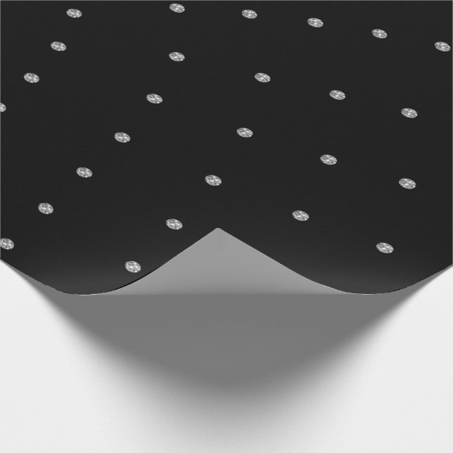 Papier Cadeau Cristaux de Swarovski Gris Argent Points Noirs Gem (Coin)