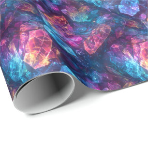 Papier Cadeau Cristaux Lumineux Mystiques D&D Magie Pierres Préc