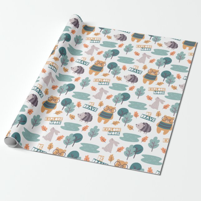 Papier Cadeau Critère de forêt mignonne (Déroulé)