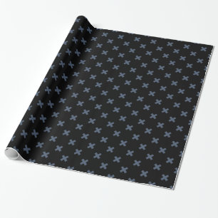 Papier Cadeau Crochets bleu-gris sur noir