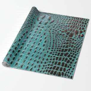 Papier Cadeau Crocodile moderne Turquoise et Brown d'alligator c