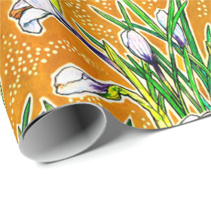 Papier Cadeau Crocus blancs Fleurs du jardin Art botanique flora