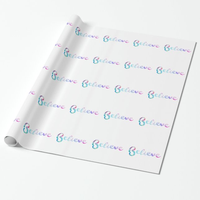 Papier Cadeau Croire la typographie de l'aquarelle (Déroulé)